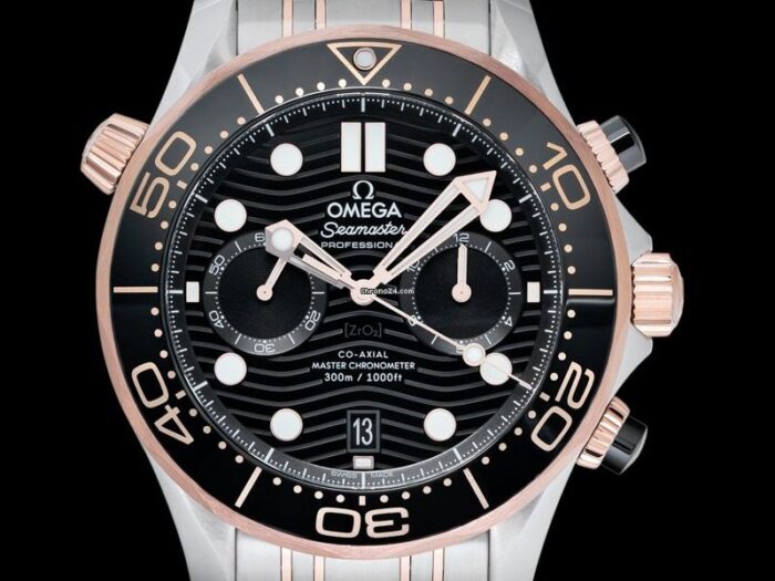 Omega Seamaster Co-Axial Master Chronometer Chronograph 44 mm Automatic Black Dial Sedna Gold M