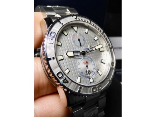 Ulysse Nardin Maxi Marine Diver Silver 99.99% LNIB Bracelet Complete MINT 263-33