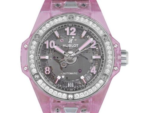 Hublot Big Bang One Click Pink Sapphire Diamonds Automatic Skeleton Dial Unisex Watch - 465.JP.48