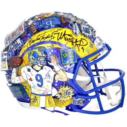 Matthew Stafford Los Angeles Rams Autographed Art Helmet - Hand Painted by Artist Charles Fazzino