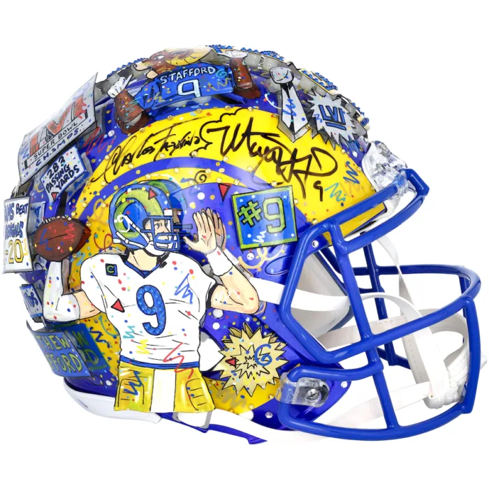Matthew Stafford Los Angeles Rams Autographed Art Helmet - Hand Painted by Artist Charles Fazzino