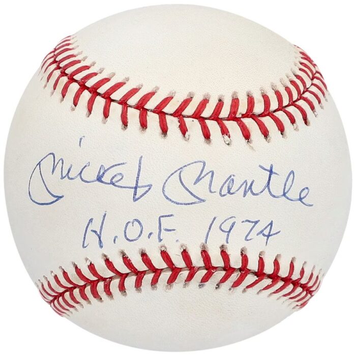 Mickey Mantle New York Yankees Autographed Rawlings Vintage Baseball with "HOF 1974" Inscription