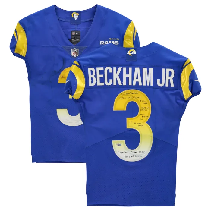Odell Beckham Jr. Blue Los Angeles Rams Autographed Game-Used #3 Jersey