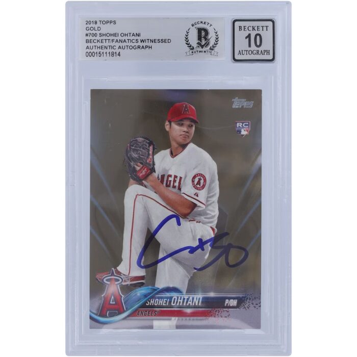 Shohei Ohtani Los Angeles Angels Autographed 2018 Topps Series 2 Gold Variation #700 #/2018 Beckett Fanatics Witnessed Authenticated 10 Rookie Card