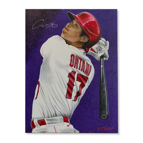 Shohei Ohtani Los Angeles Angels Stretched Autographed 36" x 48" Original Artwork Canvas by Artist Bill Lopa - Limited Edition #1 of 1