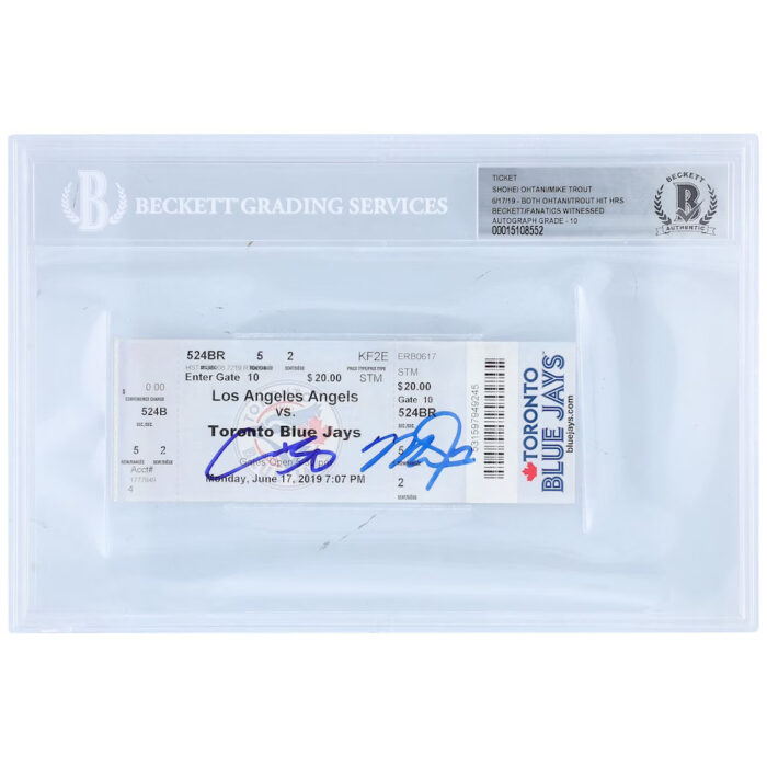 Shohei Ohtani & Mike Trout Los Angeles Angels Multi-Signed Ticket from June 17 2019 - Beckett/Fanatics Graded 10